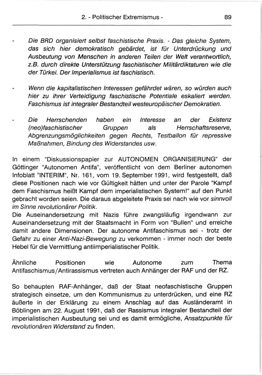 Seite 91 des Verfassungsschutzbericht 1991 Berlin