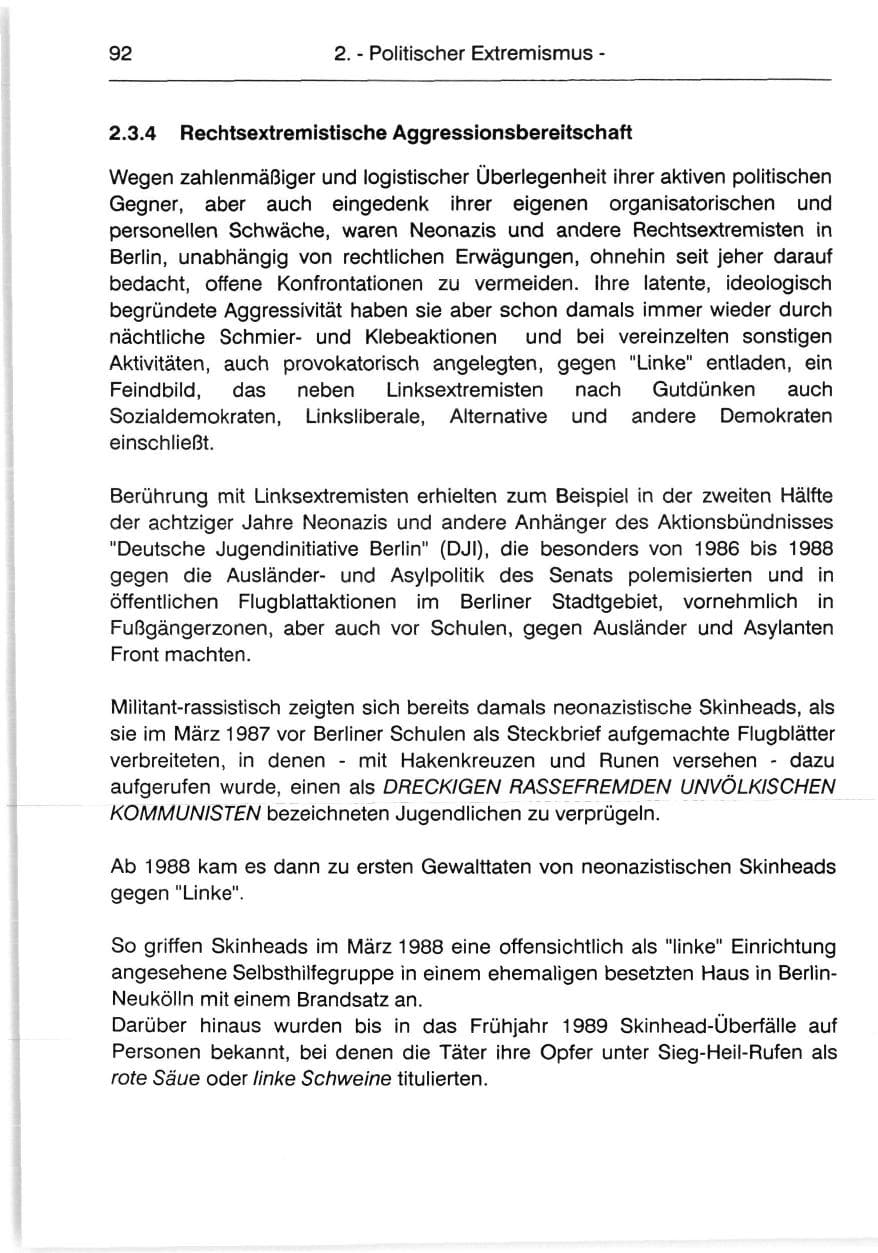 Seite 94 des Verfassungsschutzbericht 1991 Berlin