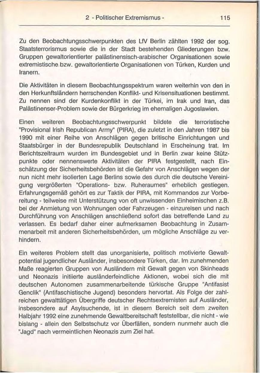 Seite 115 des Verfassungsschutzbericht 1992 Berlin