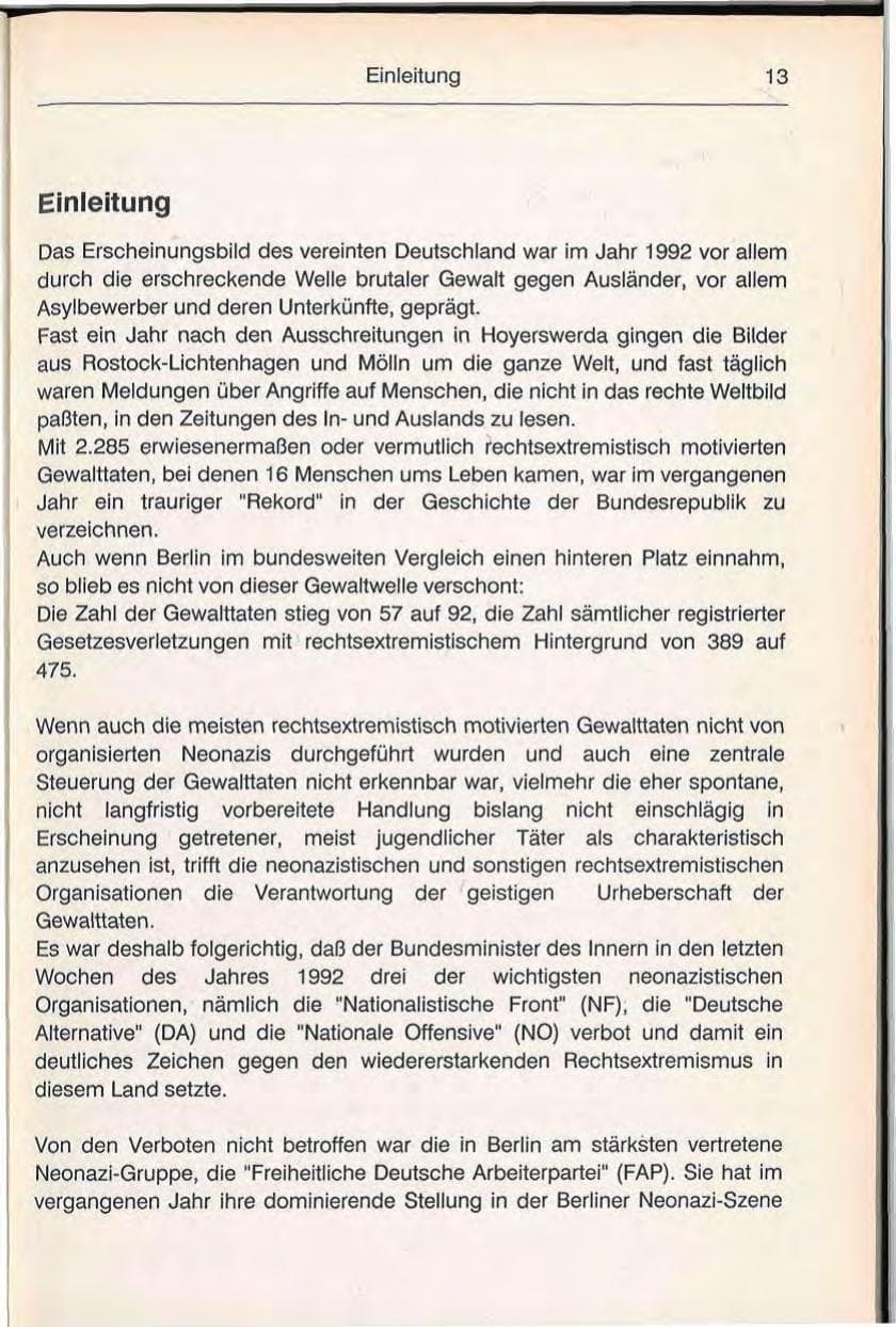 Seite 13 des Verfassungsschutzbericht 1992 Berlin