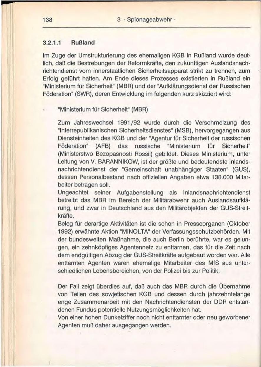 Seite 138 des Verfassungsschutzbericht 1992 Berlin