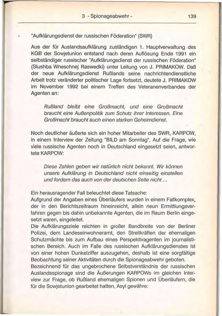 Seite 139 des Verfassungsschutzbericht 1992 Berlin