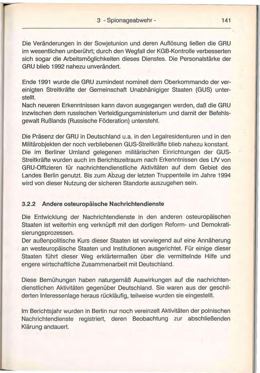 Seite 141 des Verfassungsschutzbericht 1992 Berlin
