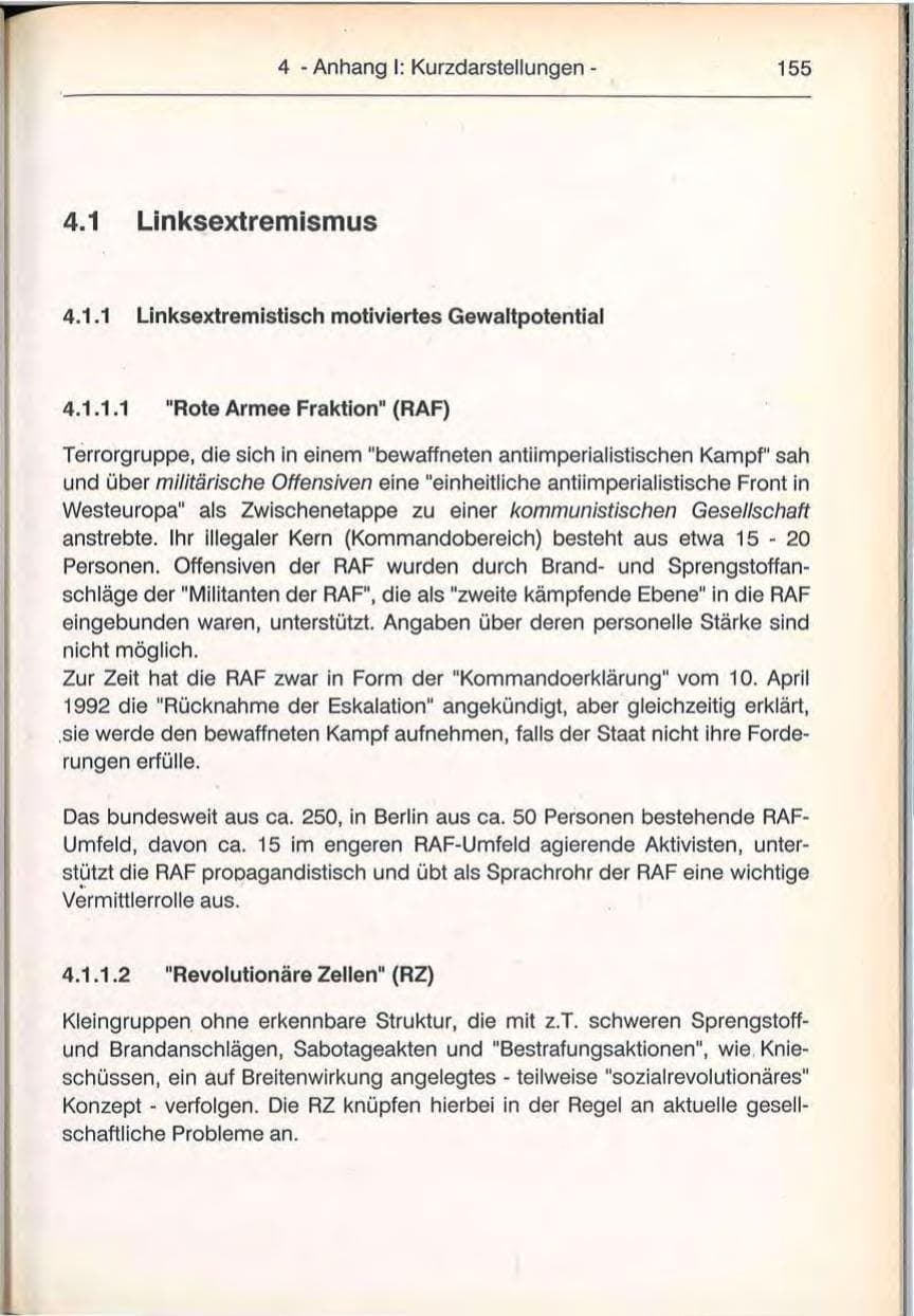 Seite 155 des Verfassungsschutzbericht 1992 Berlin