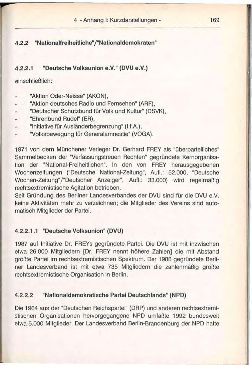 Seite 169 des Verfassungsschutzbericht 1992 Berlin