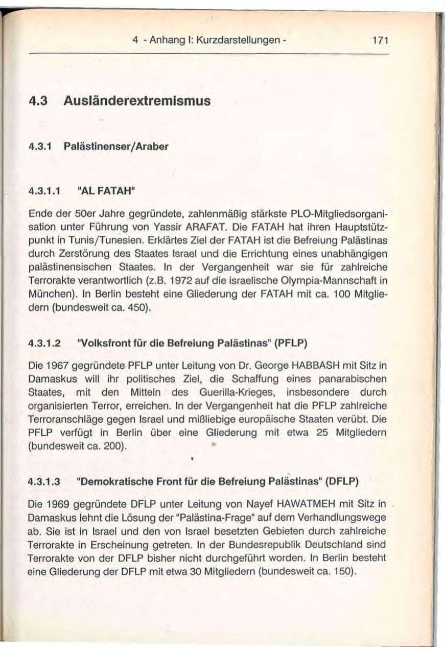 Seite 171 des Verfassungsschutzbericht 1992 Berlin