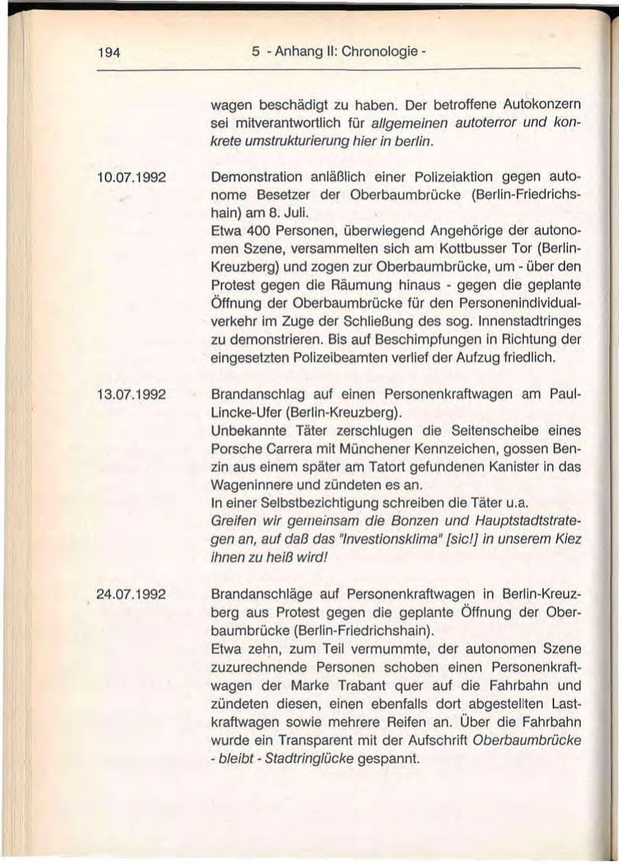 Seite 194 des Verfassungsschutzbericht 1992 Berlin