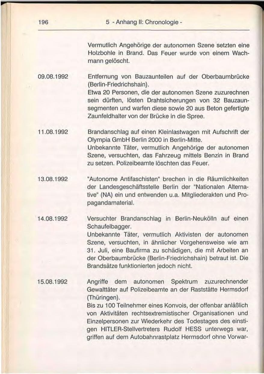 Seite 196 des Verfassungsschutzbericht 1992 Berlin
