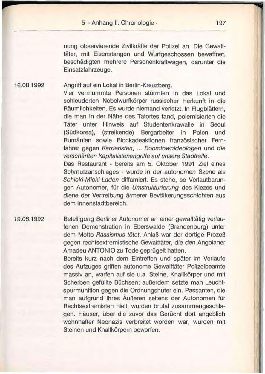 Seite 197 des Verfassungsschutzbericht 1992 Berlin