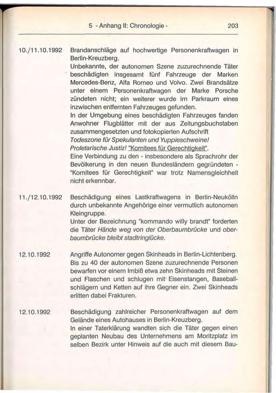 Seite 203 des Verfassungsschutzbericht 1992 Berlin