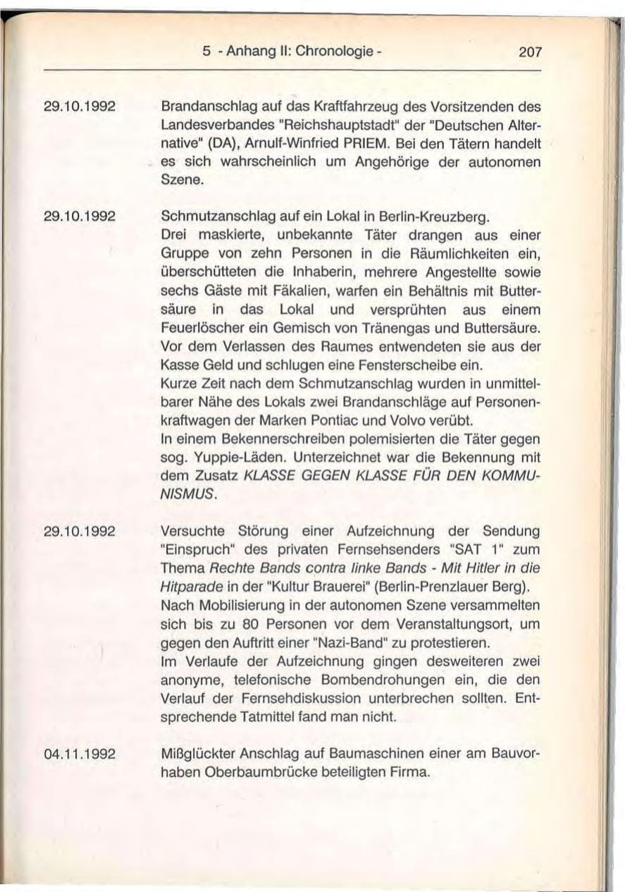 Seite 207 des Verfassungsschutzbericht 1992 Berlin