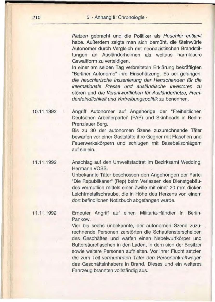 Seite 210 des Verfassungsschutzbericht 1992 Berlin