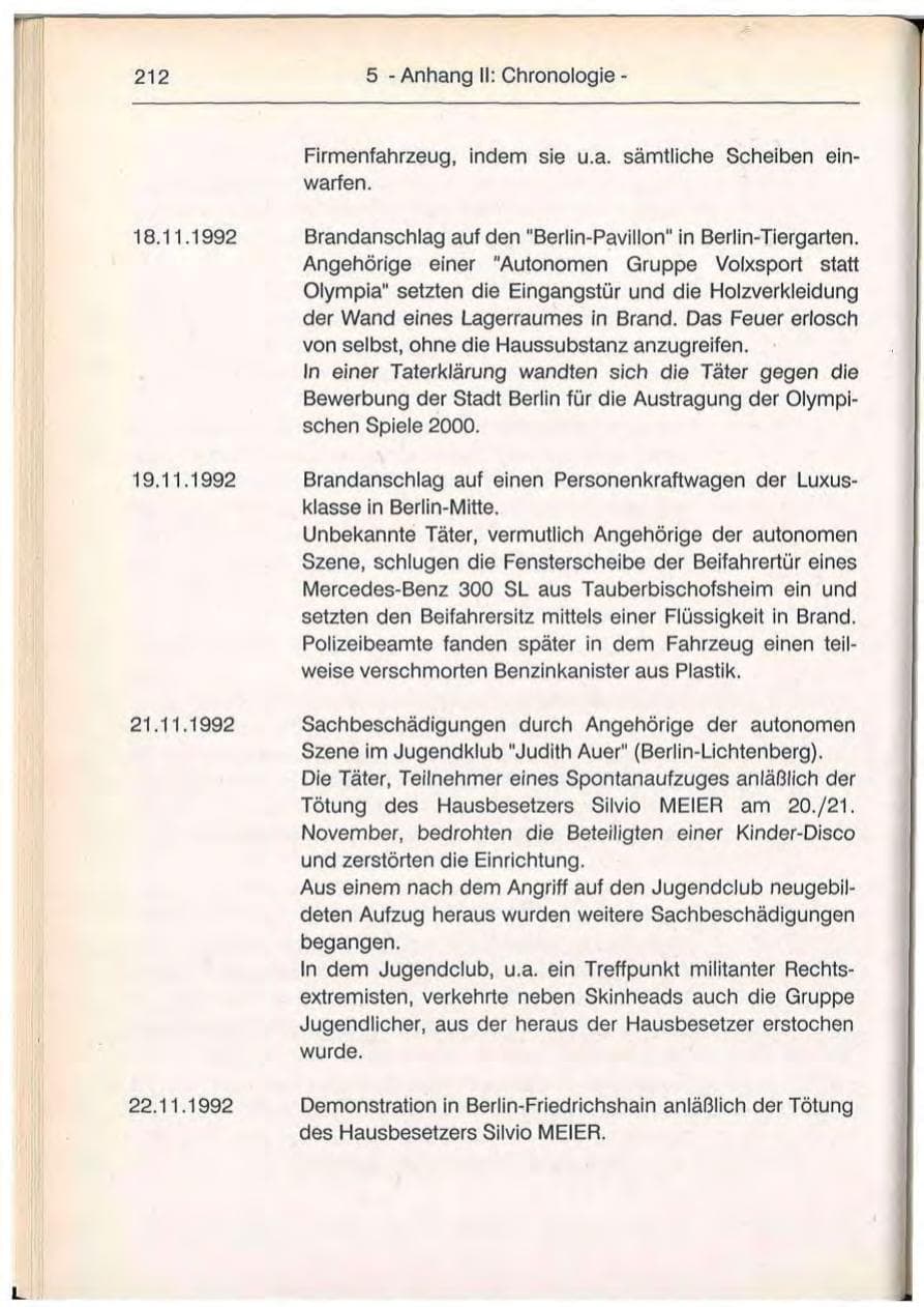 Seite 212 des Verfassungsschutzbericht 1992 Berlin