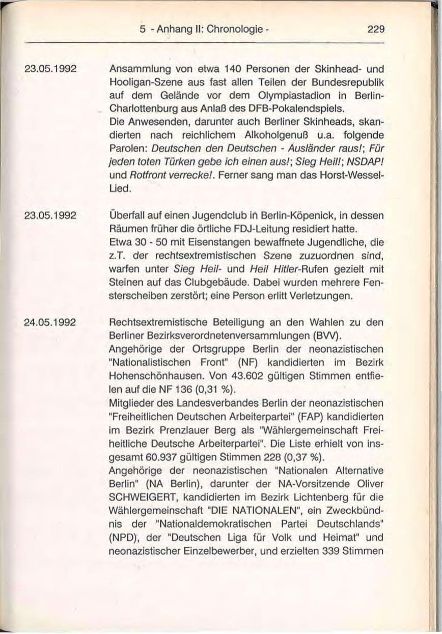 Seite 229 des Verfassungsschutzbericht 1992 Berlin