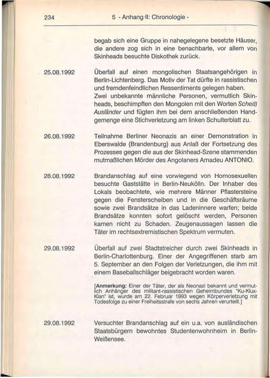 Seite 234 des Verfassungsschutzbericht 1992 Berlin