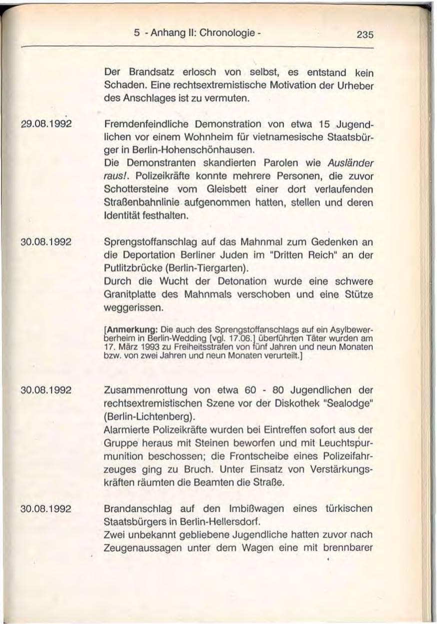 Seite 235 des Verfassungsschutzbericht 1992 Berlin
