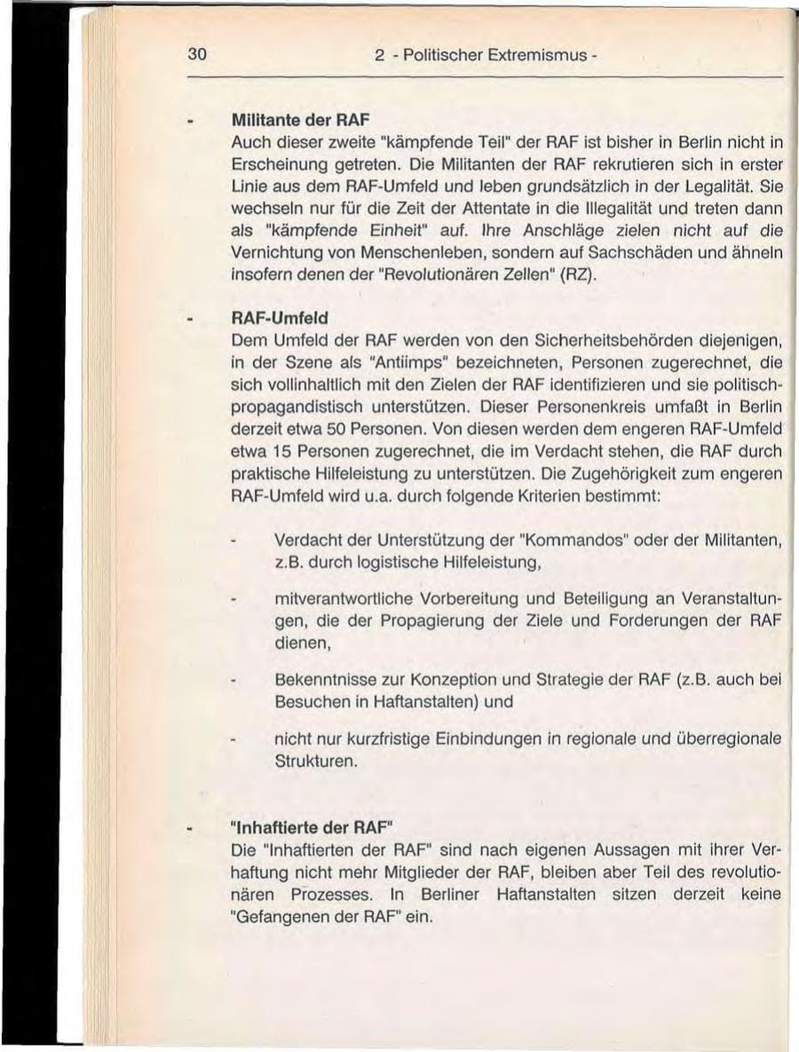 Seite 30 des Verfassungsschutzbericht 1992 Berlin