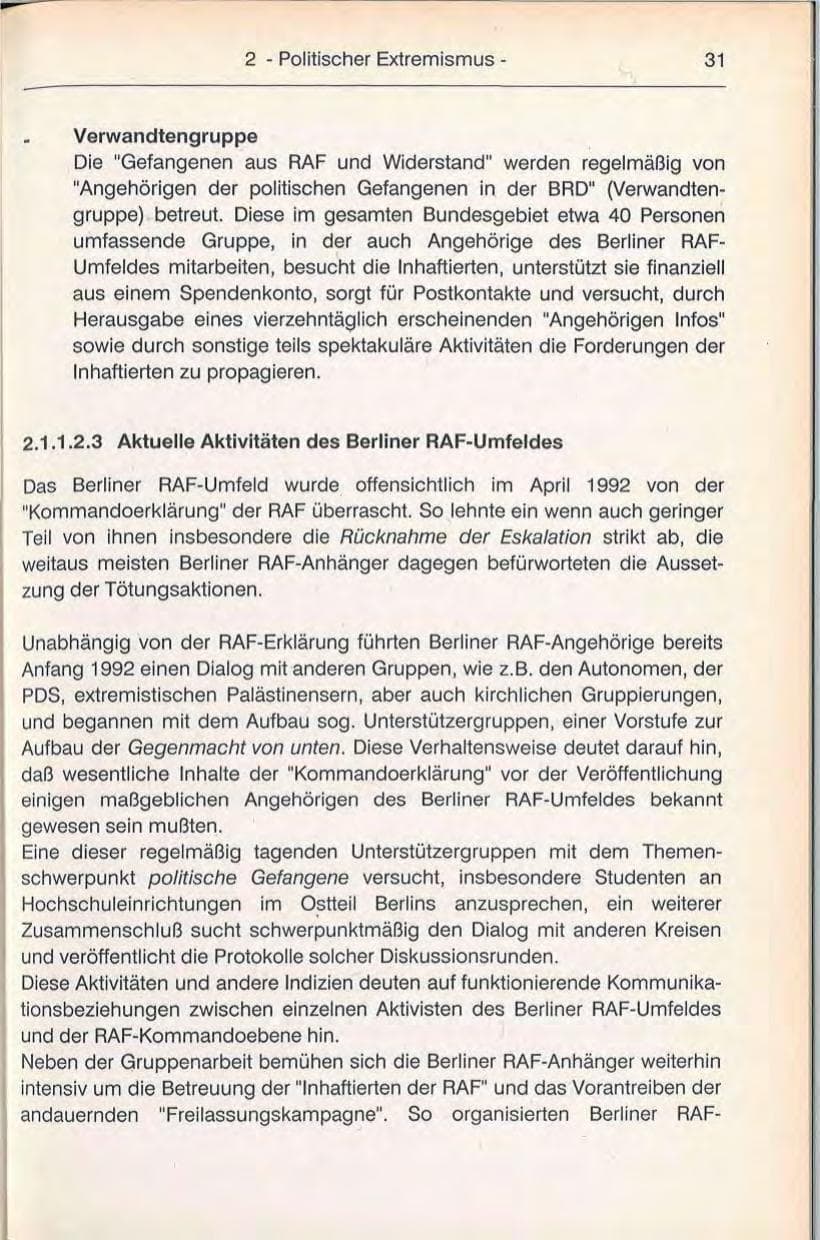 Seite 31 des Verfassungsschutzbericht 1992 Berlin