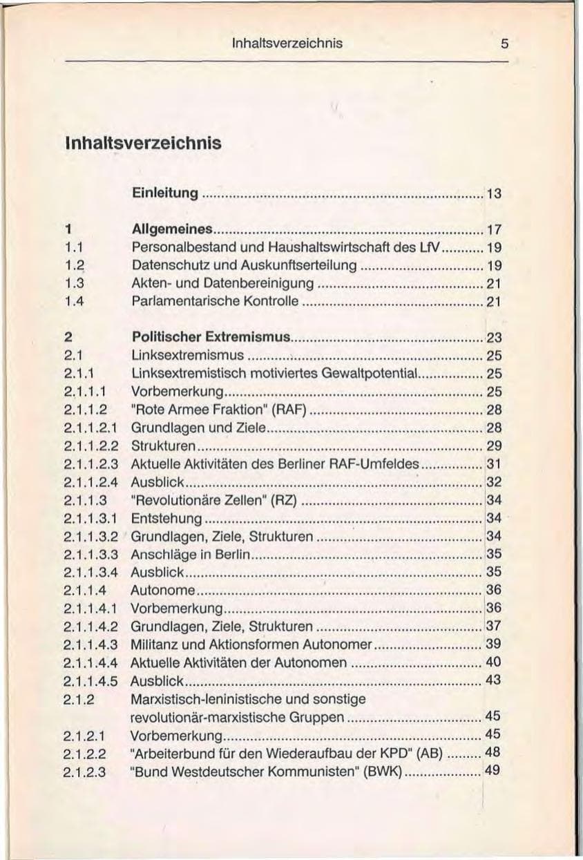 Seite 5 des Verfassungsschutzbericht 1992 Berlin