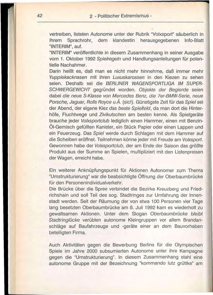 Seite 42 des Verfassungsschutzbericht 1992 Berlin