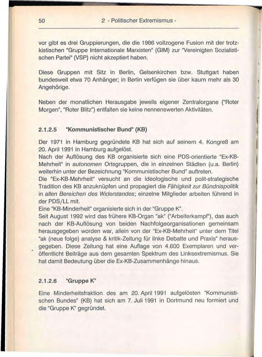 Seite 50 des Verfassungsschutzbericht 1992 Berlin