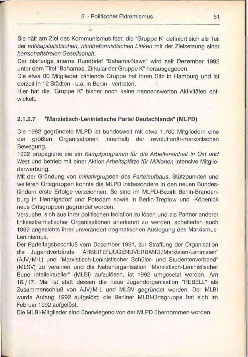 Seite 51 des Verfassungsschutzbericht 1992 Berlin
