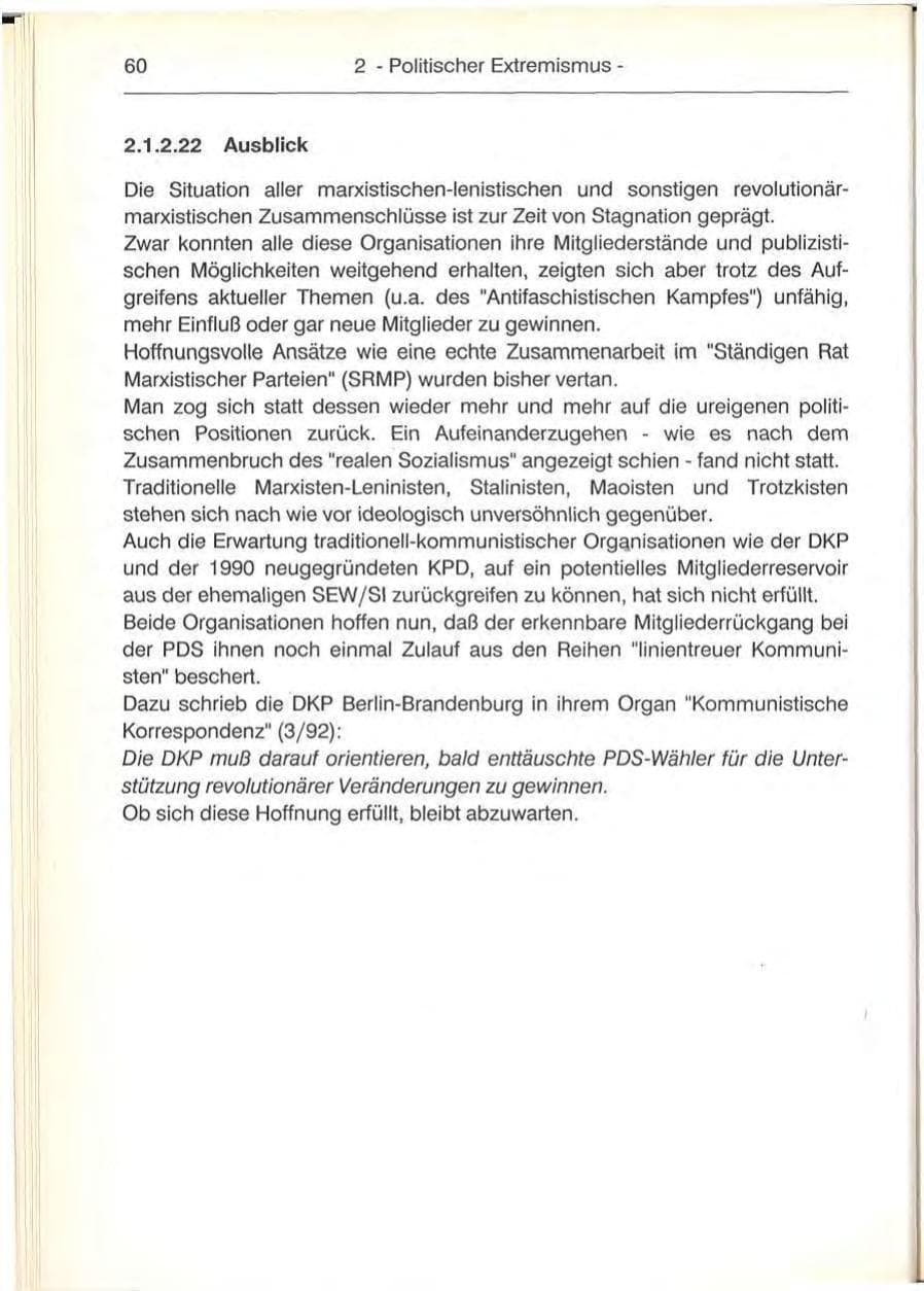 Seite 60 des Verfassungsschutzbericht 1992 Berlin