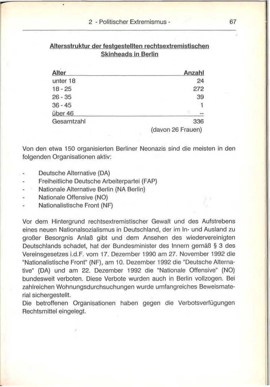 Seite 67 des Verfassungsschutzbericht 1992 Berlin