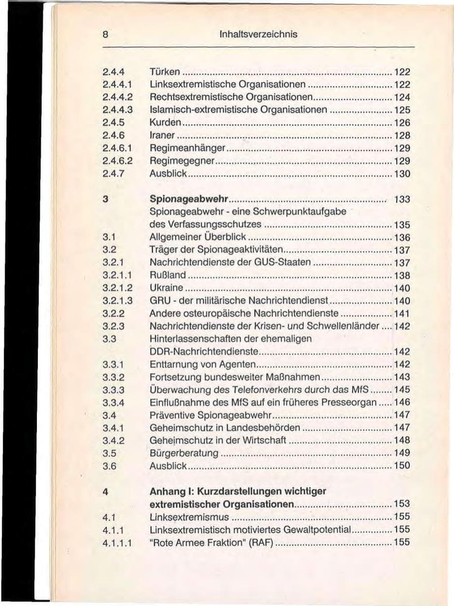 Seite 8 des Verfassungsschutzbericht 1992 Berlin