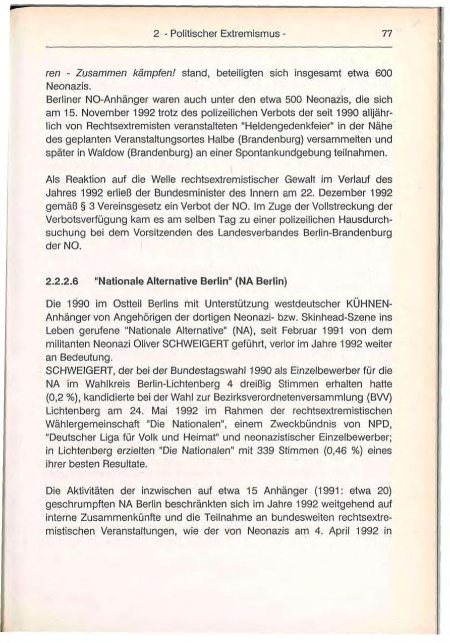 Seite 77 des Verfassungsschutzbericht 1992 Berlin