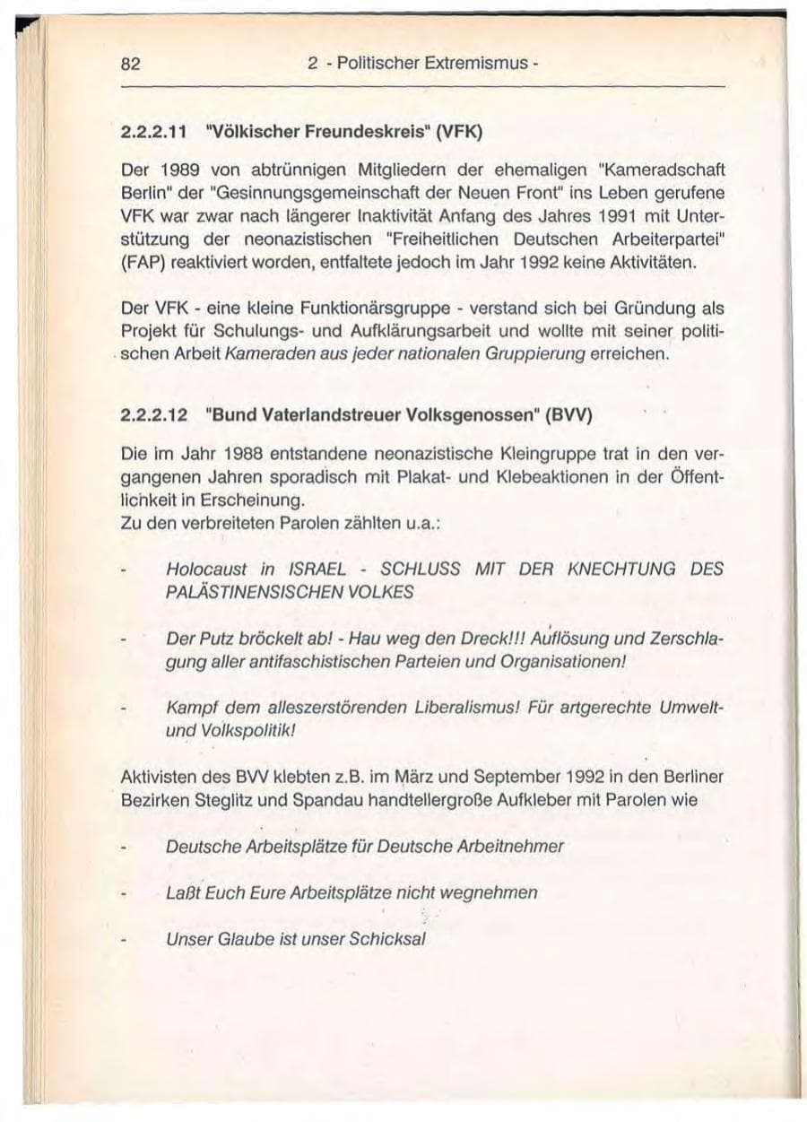 Seite 82 des Verfassungsschutzbericht 1992 Berlin