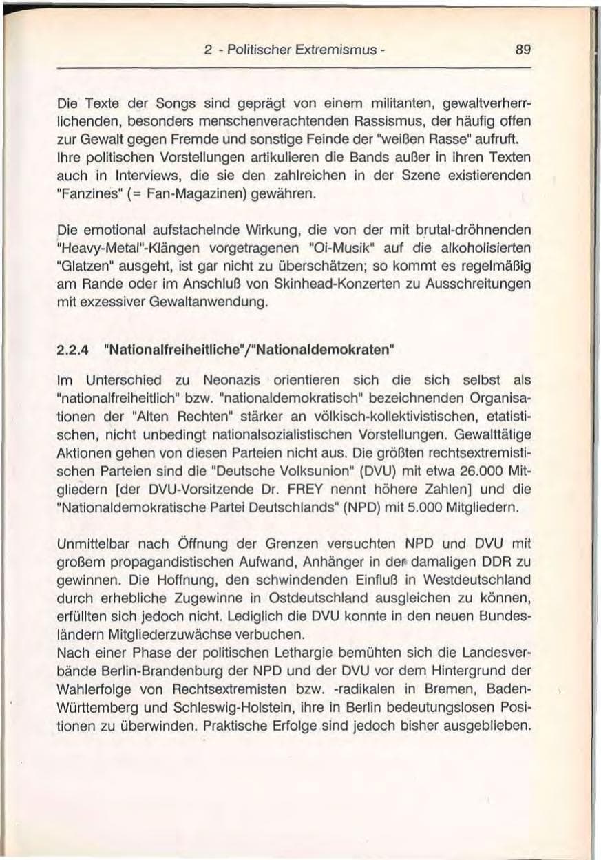 Seite 89 des Verfassungsschutzbericht 1992 Berlin
