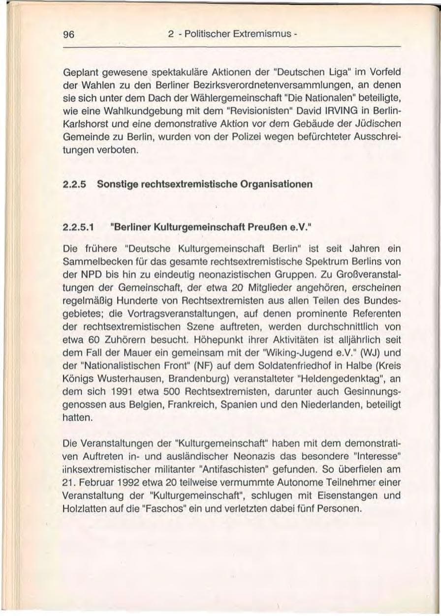 Seite 96 des Verfassungsschutzbericht 1992 Berlin