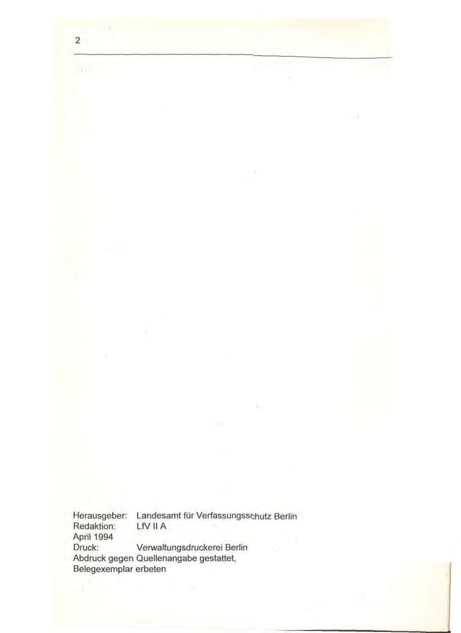 Seite 2 des Verfassungsschutzbericht 1993 Berlin