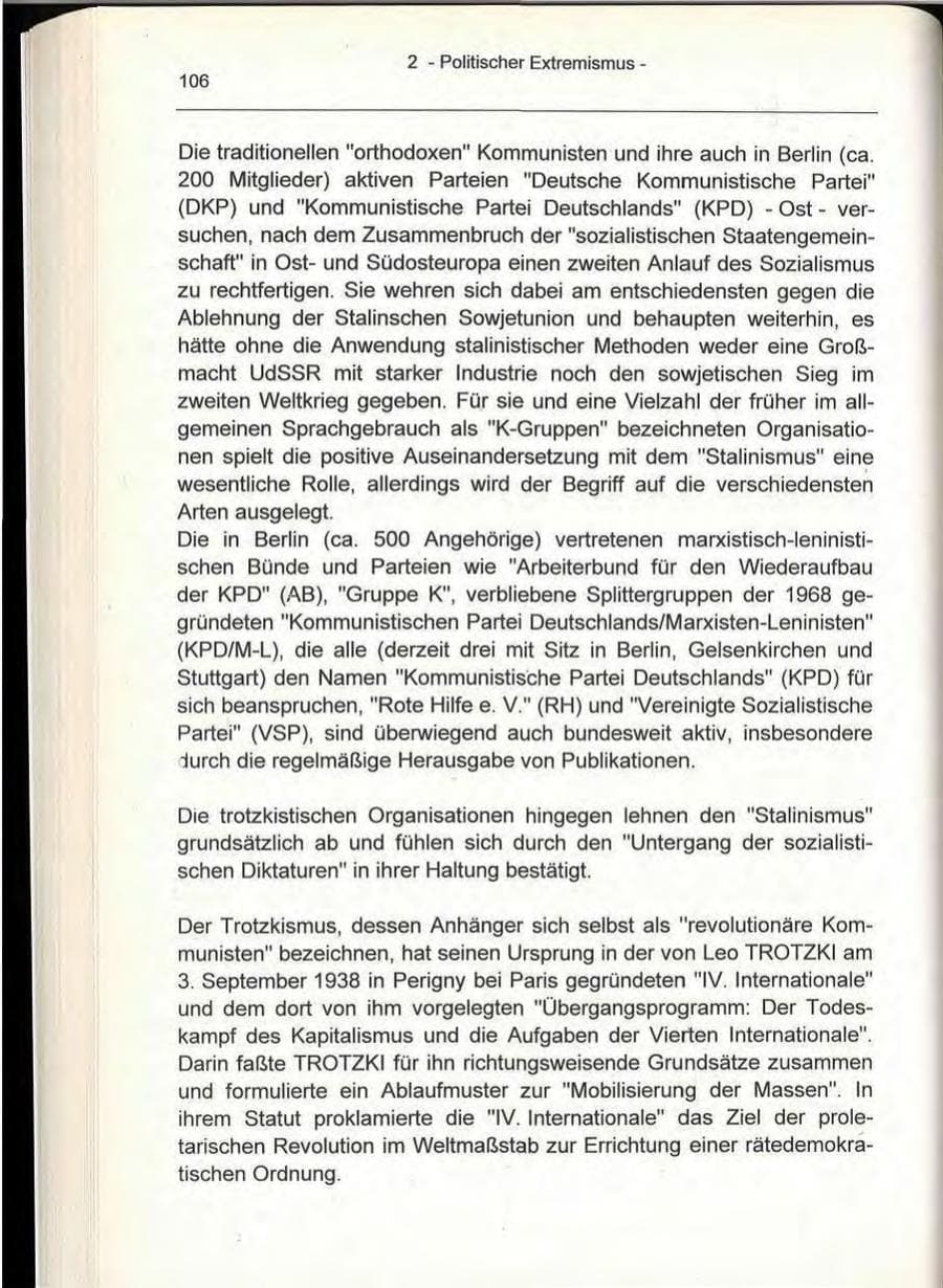 Seite 106 des Verfassungsschutzbericht 1993 Berlin