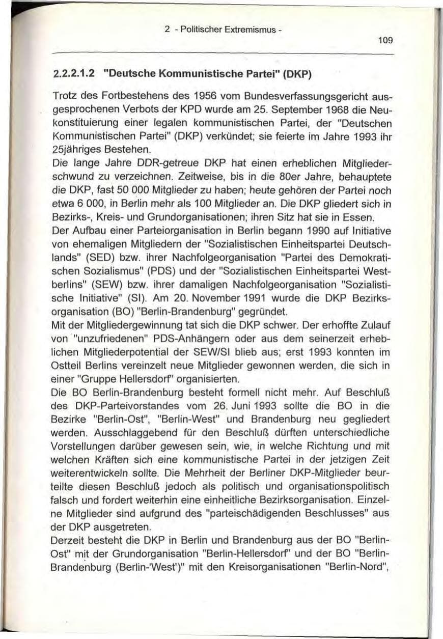 Seite 109 des Verfassungsschutzbericht 1993 Berlin