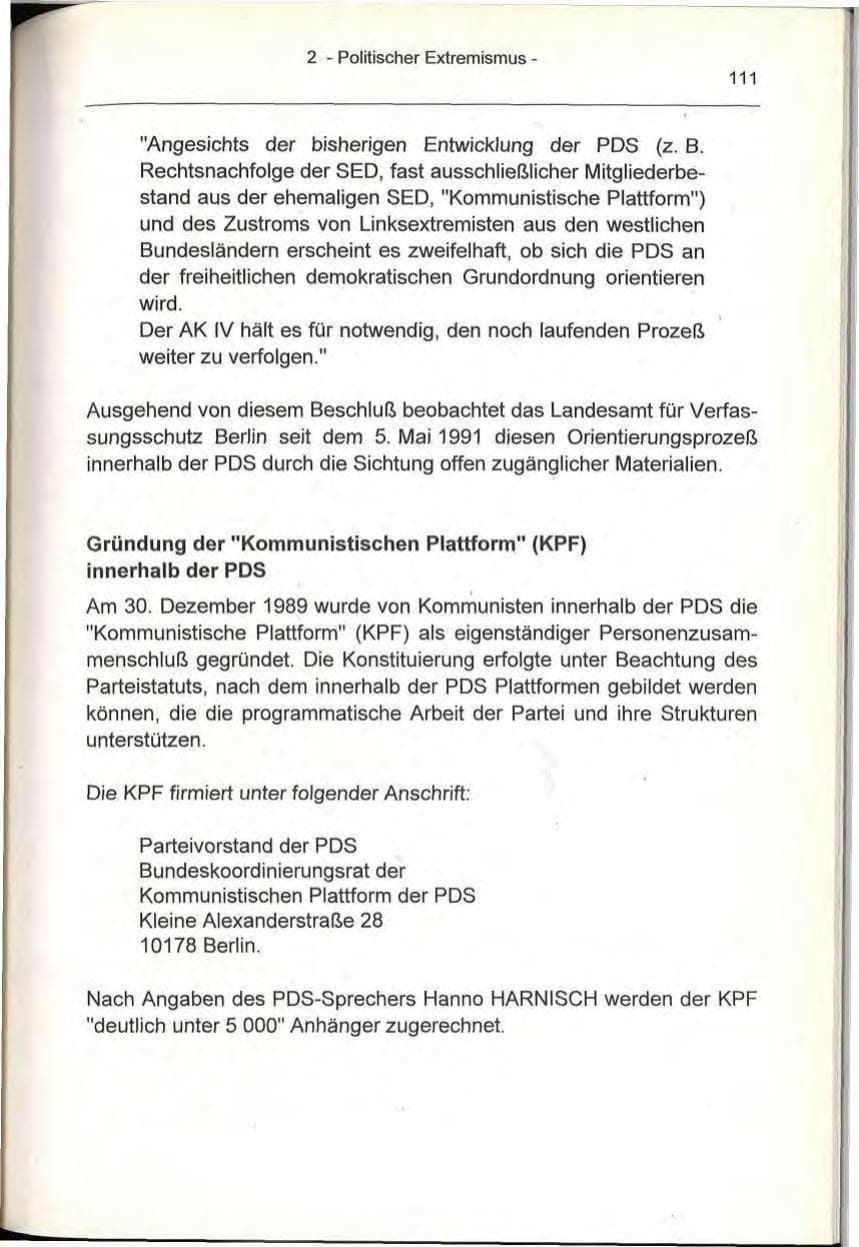 Seite 111 des Verfassungsschutzbericht 1993 Berlin