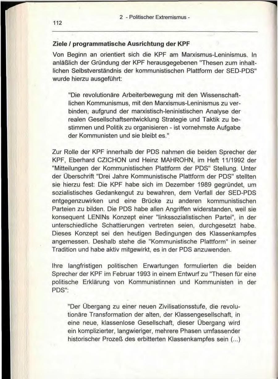 Seite 112 des Verfassungsschutzbericht 1993 Berlin
