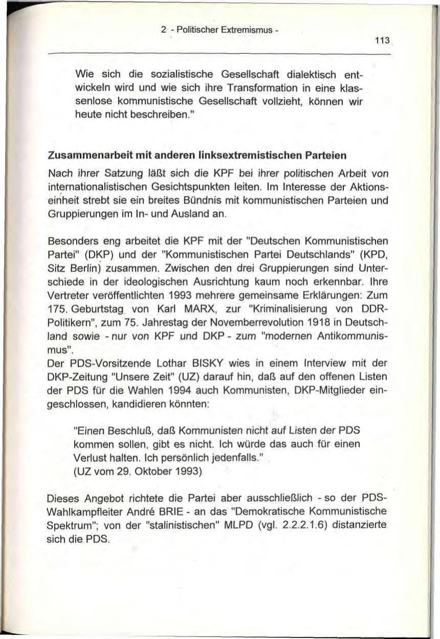 Seite 113 des Verfassungsschutzbericht 1993 Berlin