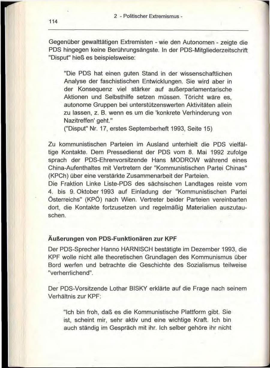 Seite 114 des Verfassungsschutzbericht 1993 Berlin