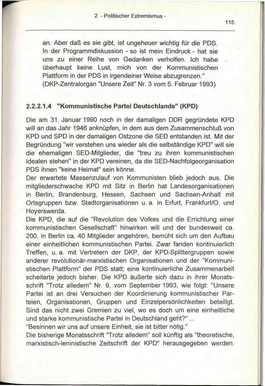 Seite 115 des Verfassungsschutzbericht 1993 Berlin