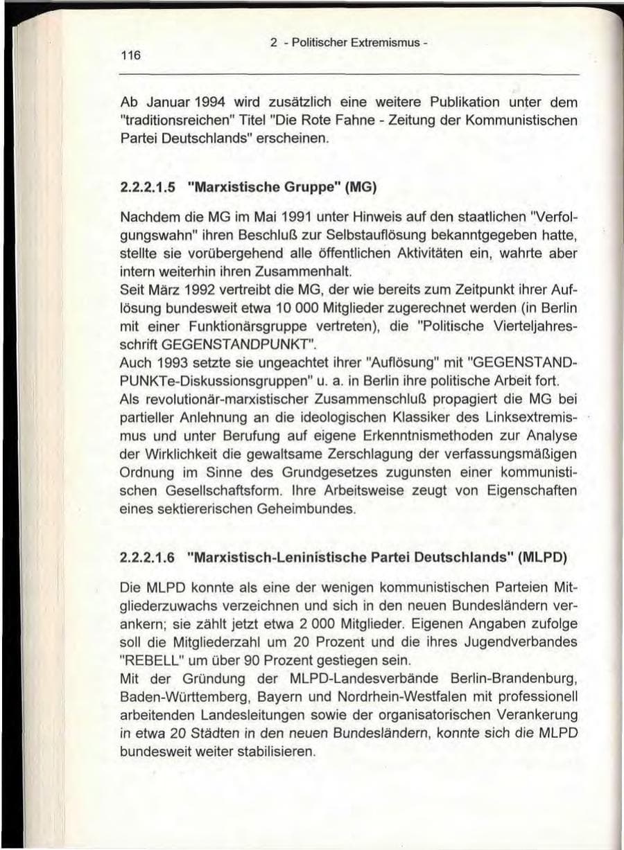 Seite 116 des Verfassungsschutzbericht 1993 Berlin