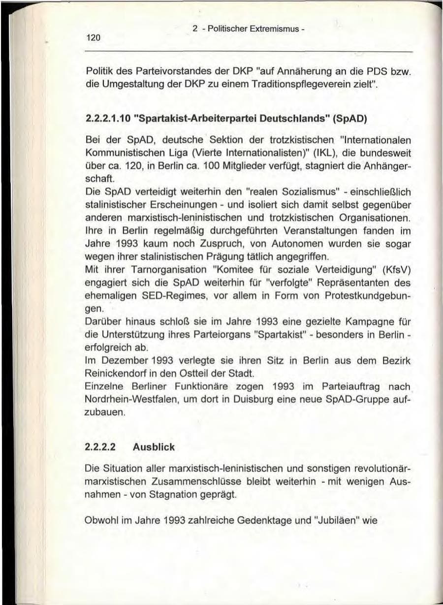 Seite 120 des Verfassungsschutzbericht 1993 Berlin