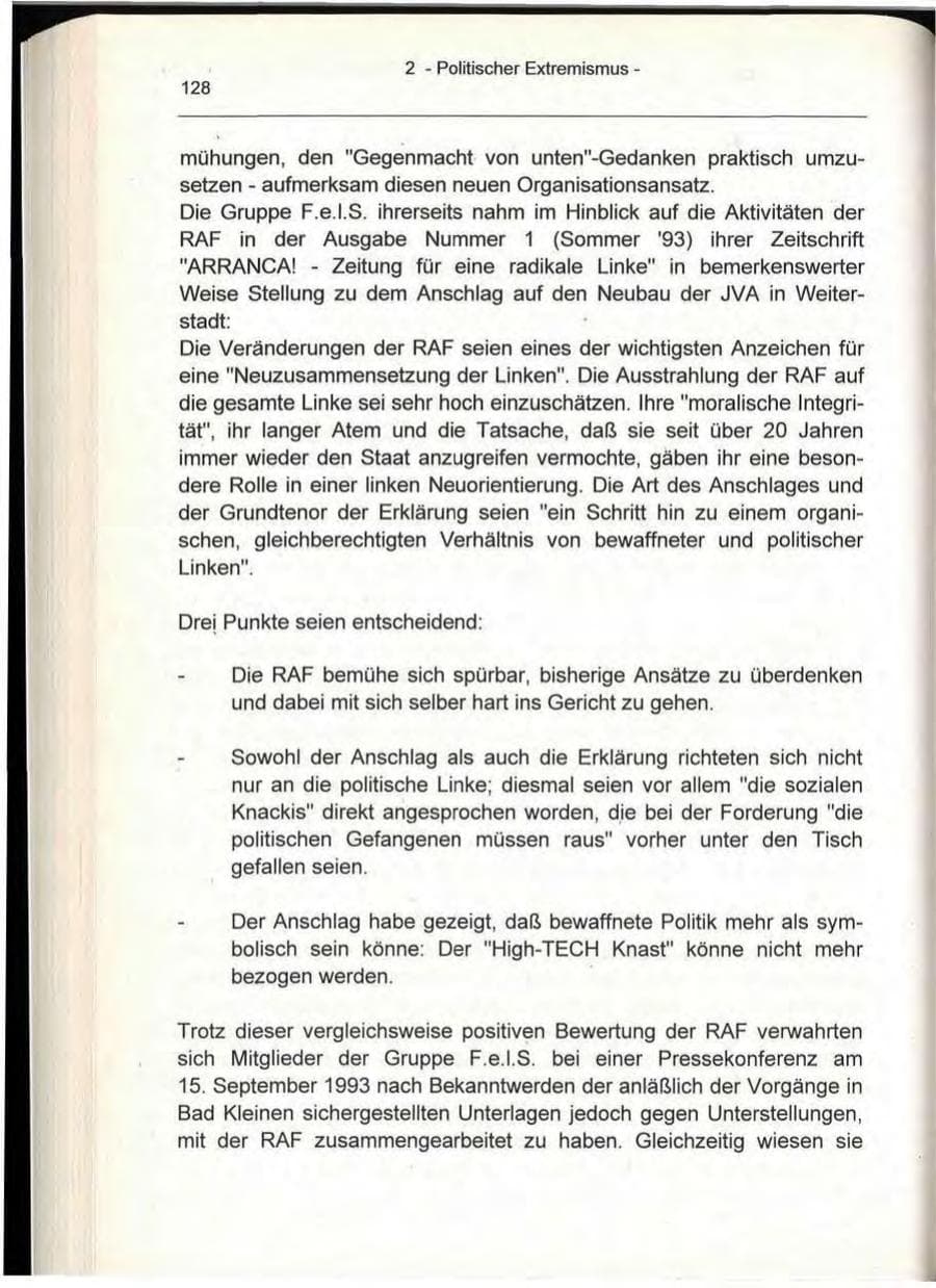 Seite 128 des Verfassungsschutzbericht 1993 Berlin