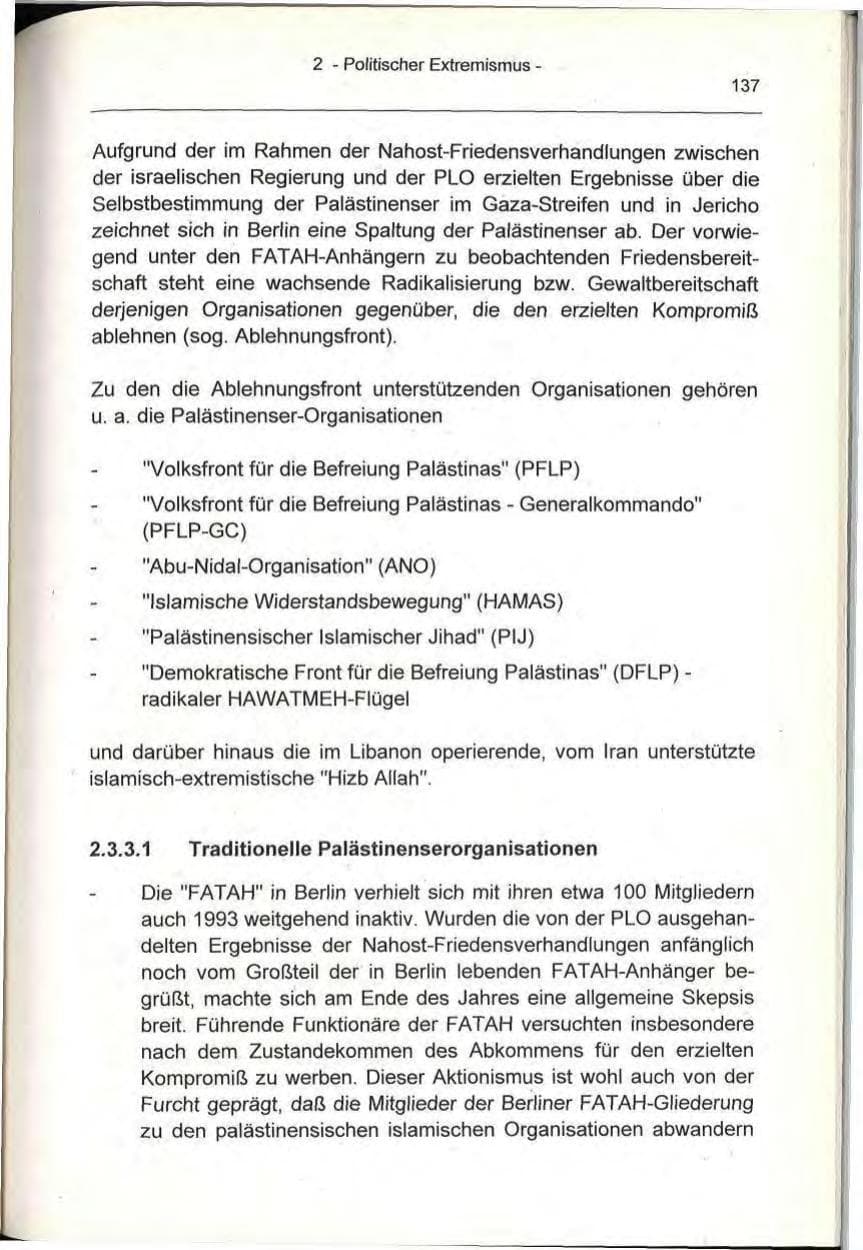 Seite 137 des Verfassungsschutzbericht 1993 Berlin