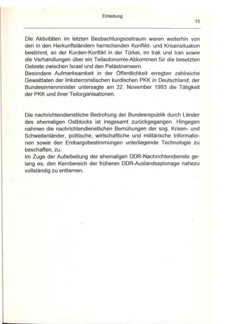 Seite 15 des Verfassungsschutzbericht 1993 Berlin