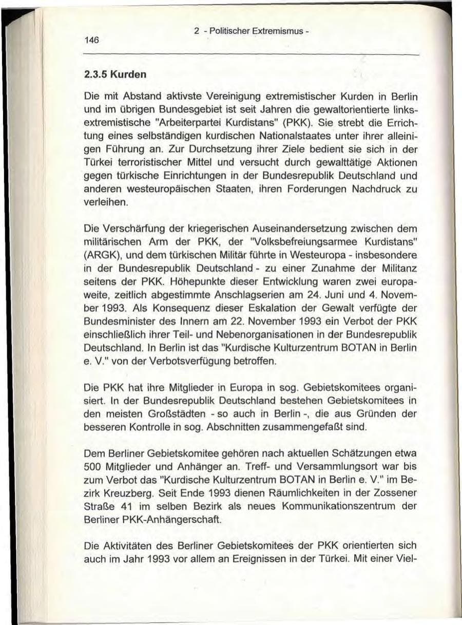 Seite 146 des Verfassungsschutzbericht 1993 Berlin