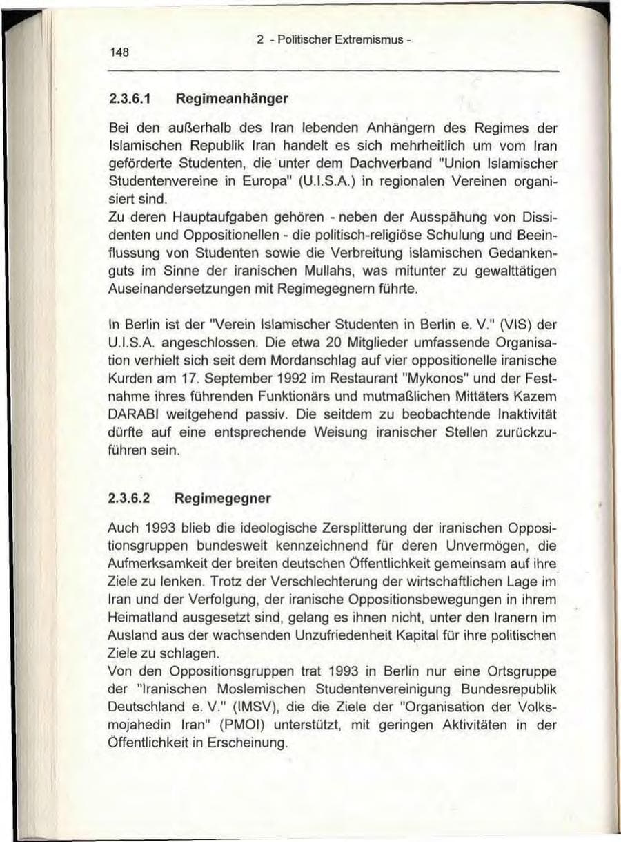 Seite 148 des Verfassungsschutzbericht 1993 Berlin