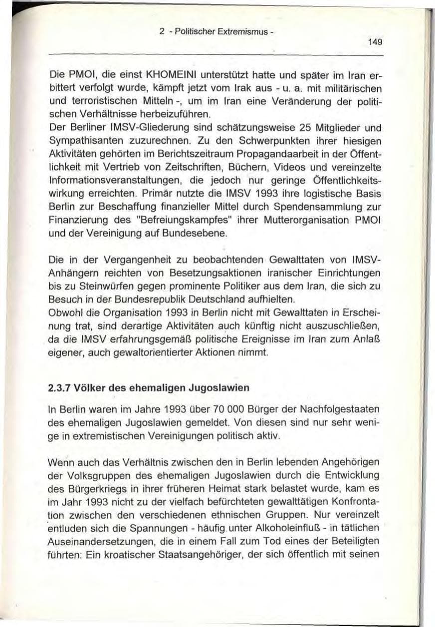 Seite 149 des Verfassungsschutzbericht 1993 Berlin