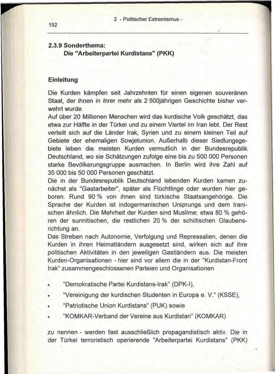 Seite 152 des Verfassungsschutzbericht 1993 Berlin